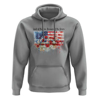 Funny 4th Of July Land Of The Free Because Of The Brave Hoodie American Flag Flowers - Wonder Print Shop