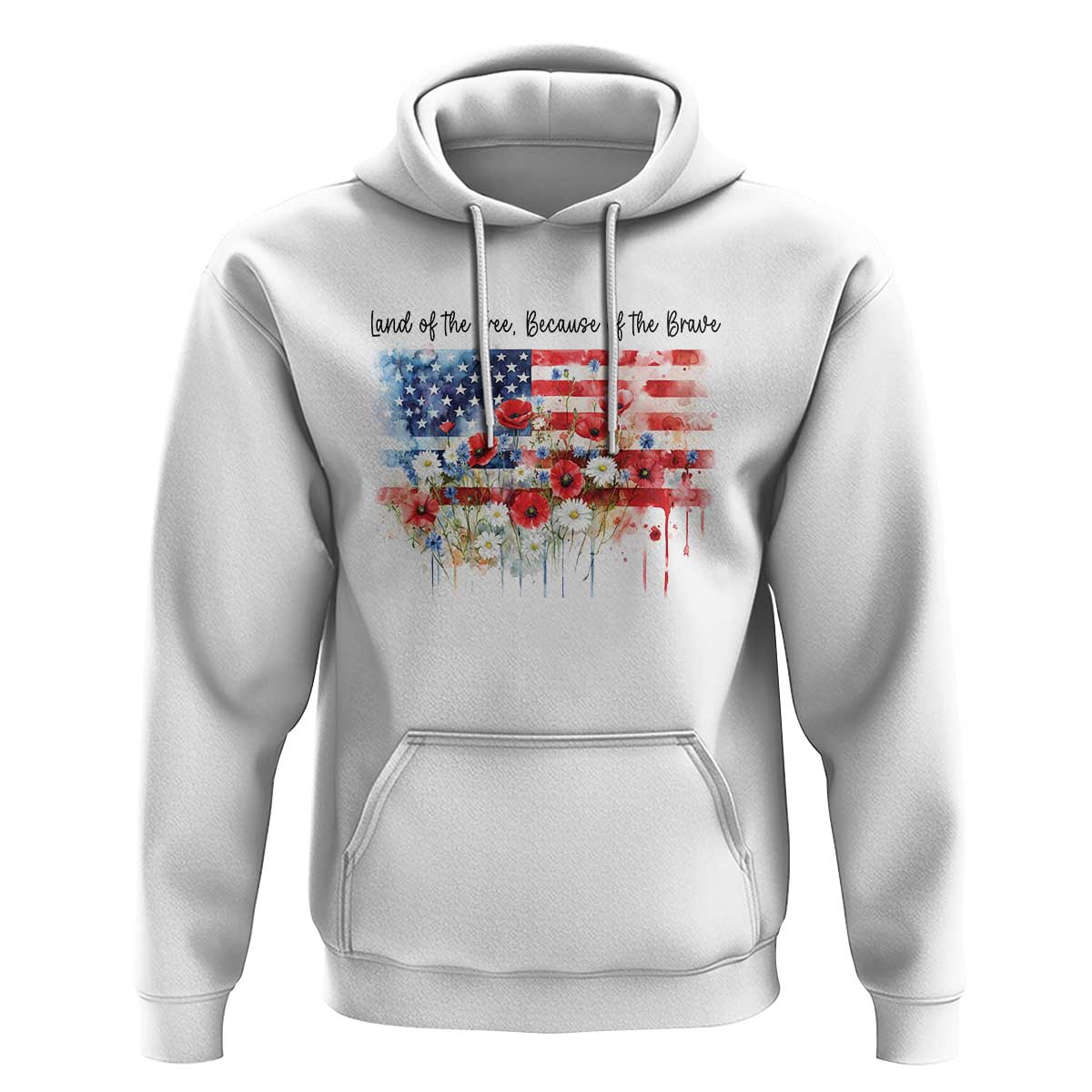 Funny 4th Of July Land Of The Free Because Of The Brave Hoodie American Flag Flowers - Wonder Print Shop