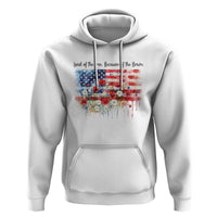 Funny 4th Of July Land Of The Free Because Of The Brave Hoodie American Flag Flowers - Wonder Print Shop