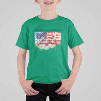 Funny 4th Of July Land Of The Free Because Of The Brave T Shirt For Kid American Flag Flowers - Wonder Print Shop