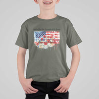 Funny 4th Of July Land Of The Free Because Of The Brave T Shirt For Kid American Flag Flowers - Wonder Print Shop