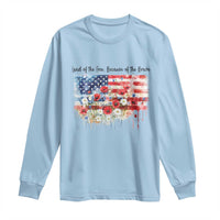 Funny 4th Of July Land Of The Free Because Of The Brave Long Sleeve Shirt American Flag Flowers - Wonder Print Shop