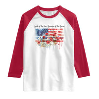 Funny 4th Of July Land Of The Free Because Of The Brave Raglan Shirt American Flag Flowers - Wonder Print Shop