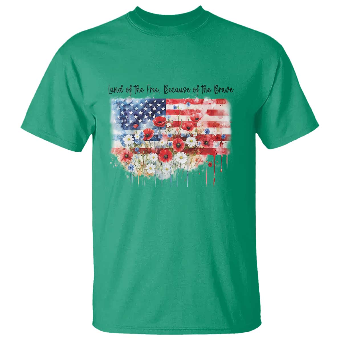 Funny 4th Of July Land Of The Free Because Of The Brave T Shirt American Flag Flowers - Wonder Print Shop