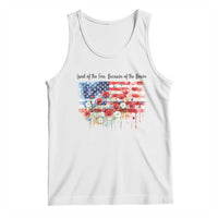 Funny 4th Of July Land Of The Free Because Of The Brave Tank Top American Flag Flowers - Wonder Print Shop