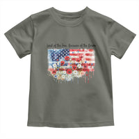 Funny 4th Of July Land Of The Free Because Of The Brave Toddler T Shirt American Flag Flowers - Wonder Print Shop