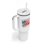Funny 4th Of July Land Of The Free Because Of The Brave Tumbler With Handle American Flag Flowers - Wonder Print Shop