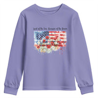 Funny 4th Of July Land Of The Free Because Of The Brave Youth Sweatshirt American Flag Flowers - Wonder Print Shop