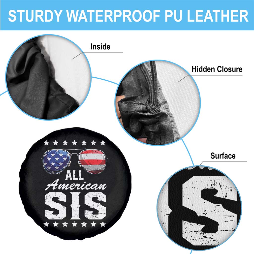 Funny All American Sis 4th Of July Spare Tire Cover Family Matching Sunglasses - Wonder Print Shop