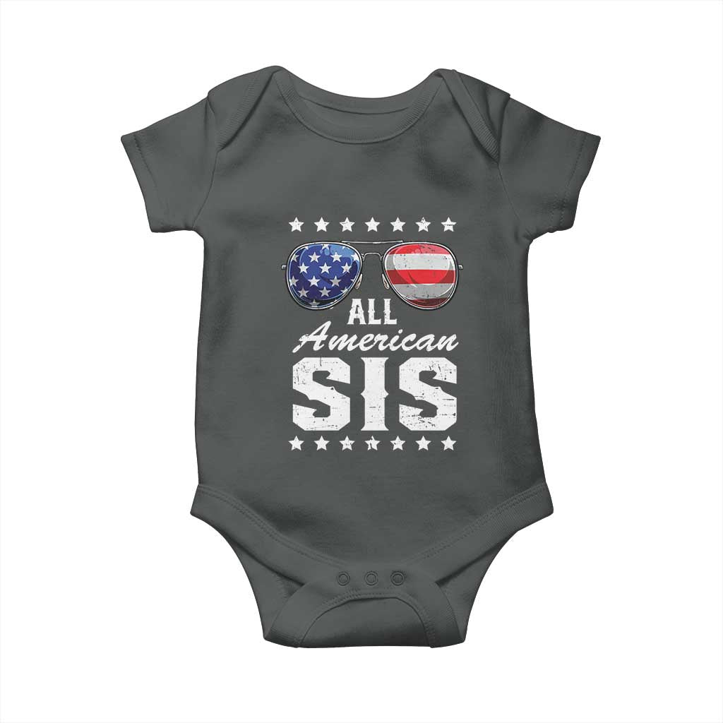 Funny All American Sis 4th Of July Baby Onesie Family Matching Sunglasses - Wonder Print Shop