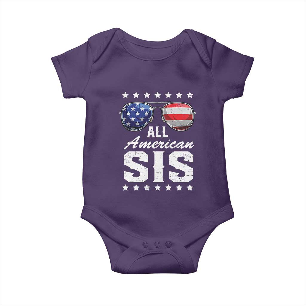 Funny All American Sis 4th Of July Baby Onesie Family Matching Sunglasses - Wonder Print Shop