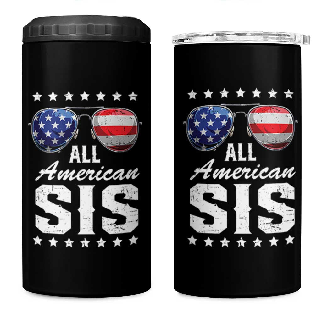 Funny All American Sis 4th Of July 4 in 1 Can Cooler Tumbler Family Matching Sunglasses - Wonder Print Shop