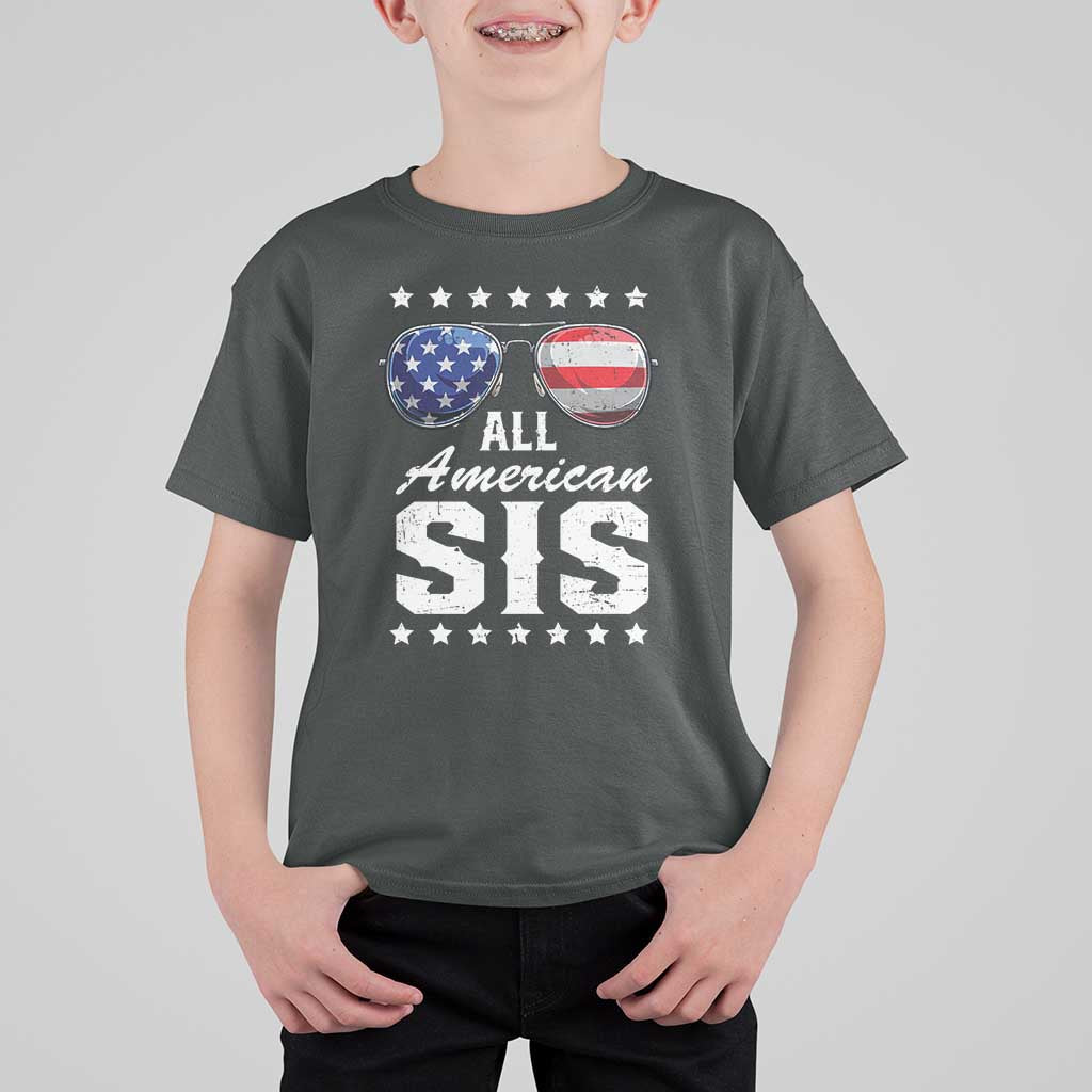 Funny All American Sis 4th Of July T Shirt For Kid Family Matching Sunglasses - Wonder Print Shop