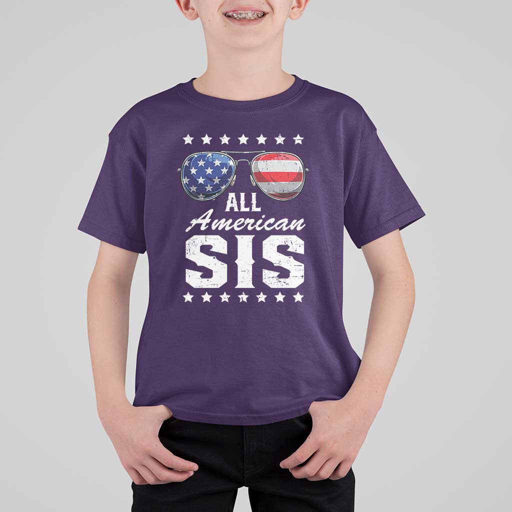 Funny All American Sis 4th Of July T Shirt For Kid Family Matching Sunglasses - Wonder Print Shop