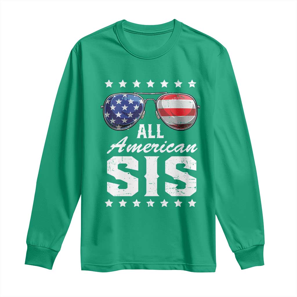 Funny All American Sis 4th Of July Long Sleeve Shirt Family Matching Sunglasses - Wonder Print Shop