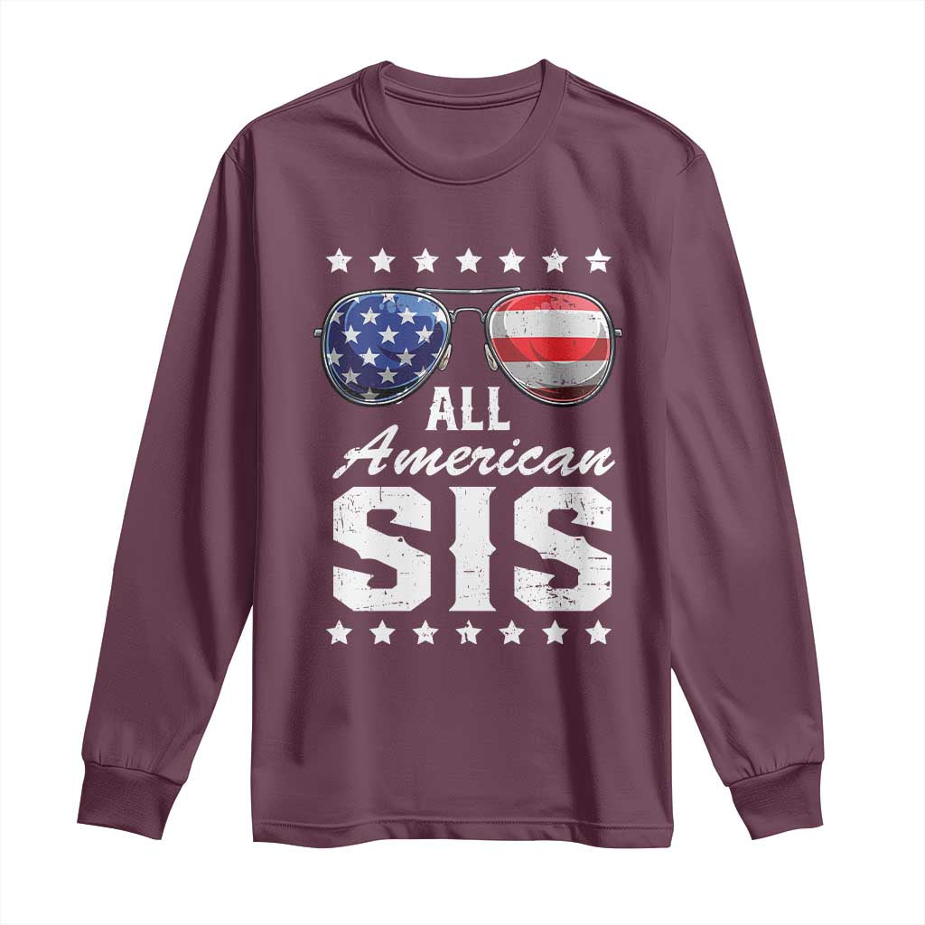 Funny All American Sis 4th Of July Long Sleeve Shirt Family Matching Sunglasses - Wonder Print Shop