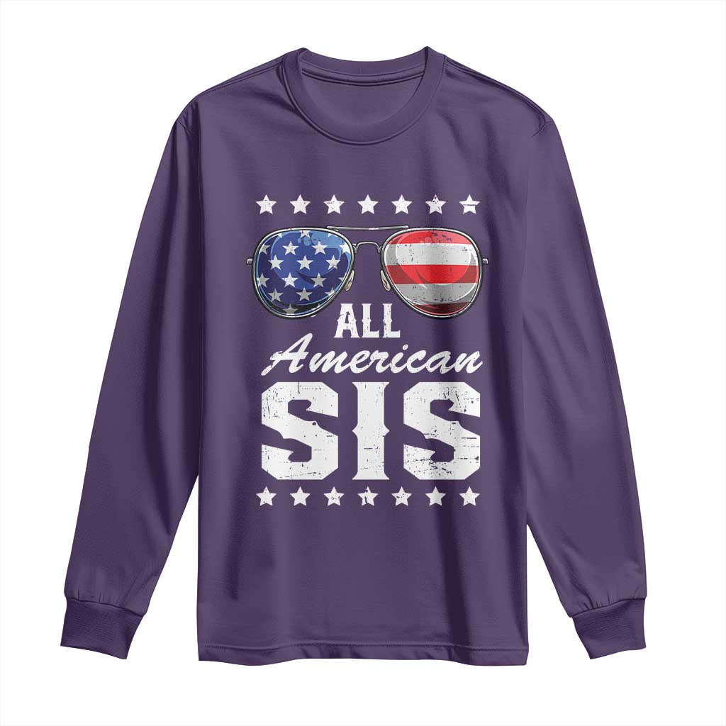Funny All American Sis 4th Of July Long Sleeve Shirt Family Matching Sunglasses - Wonder Print Shop