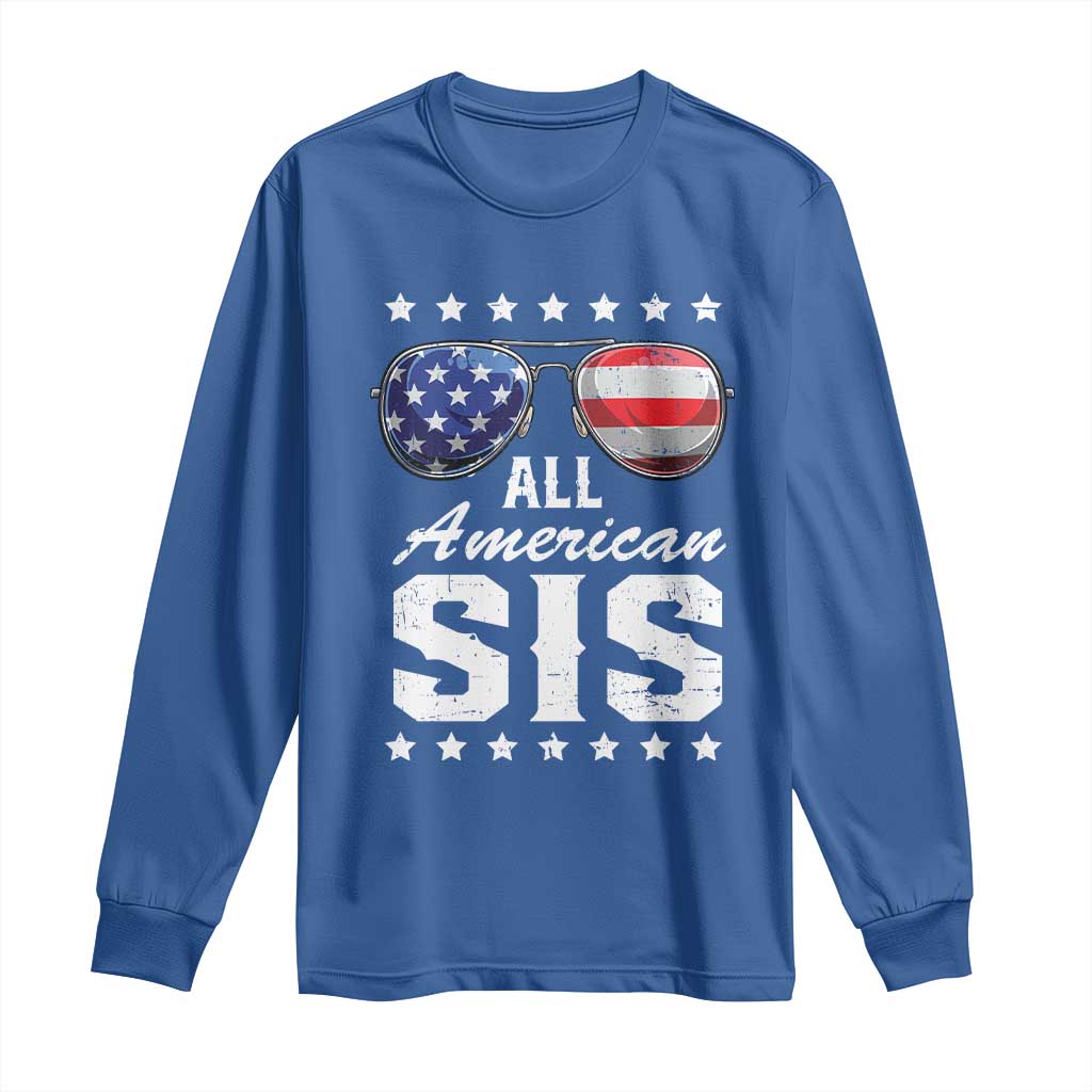 Funny All American Sis 4th Of July Long Sleeve Shirt Family Matching Sunglasses - Wonder Print Shop