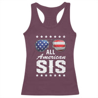 Funny All American Sis 4th Of July Racerback Tank Top Family Matching Sunglasses - Wonder Print Shop
