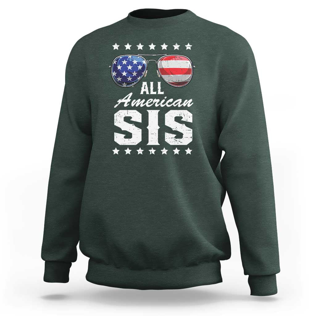 Funny All American Sis 4th Of July Sweatshirt Family Matching Sunglasses - Wonder Print Shop