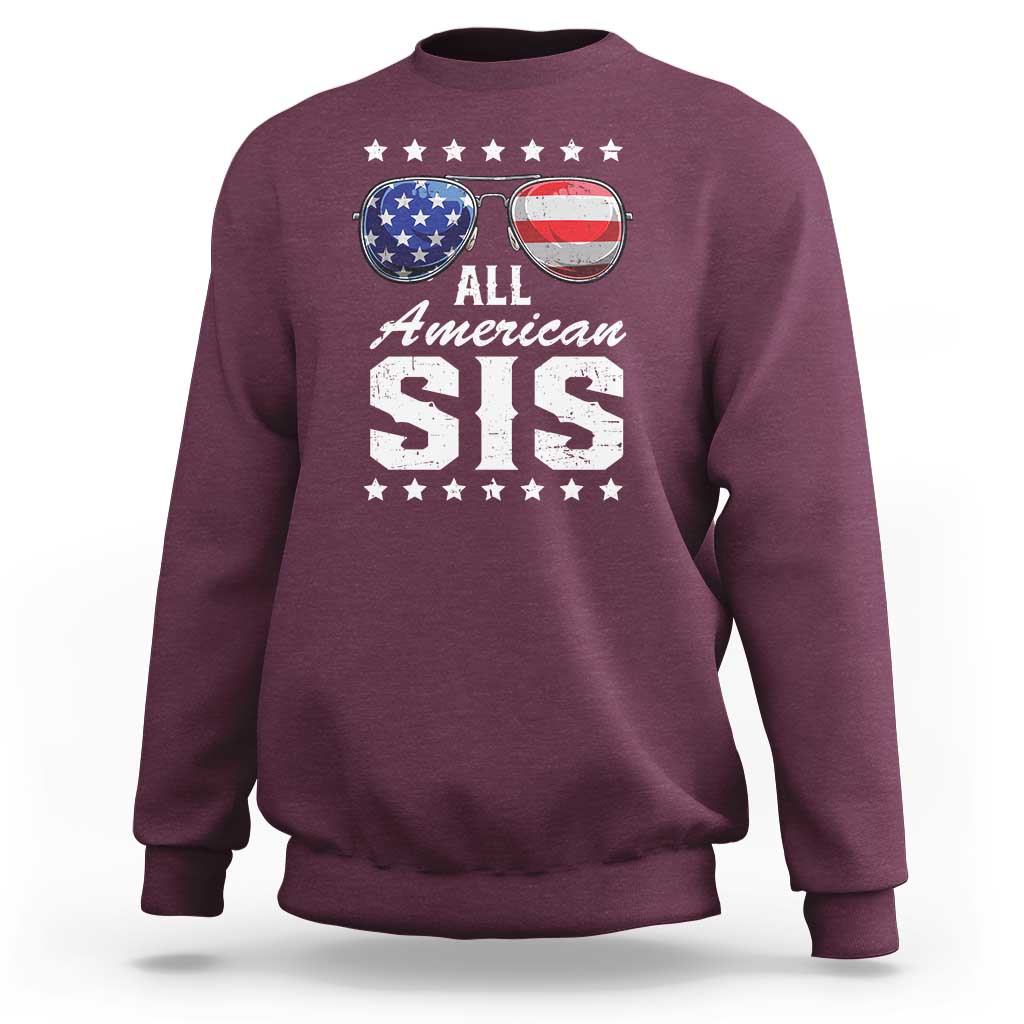 Funny All American Sis 4th Of July Sweatshirt Family Matching Sunglasses - Wonder Print Shop