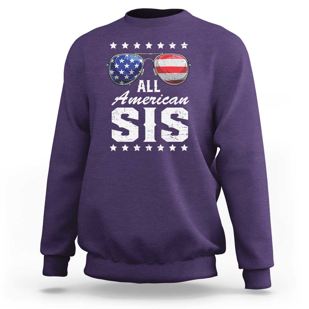 Funny All American Sis 4th Of July Sweatshirt Family Matching Sunglasses - Wonder Print Shop