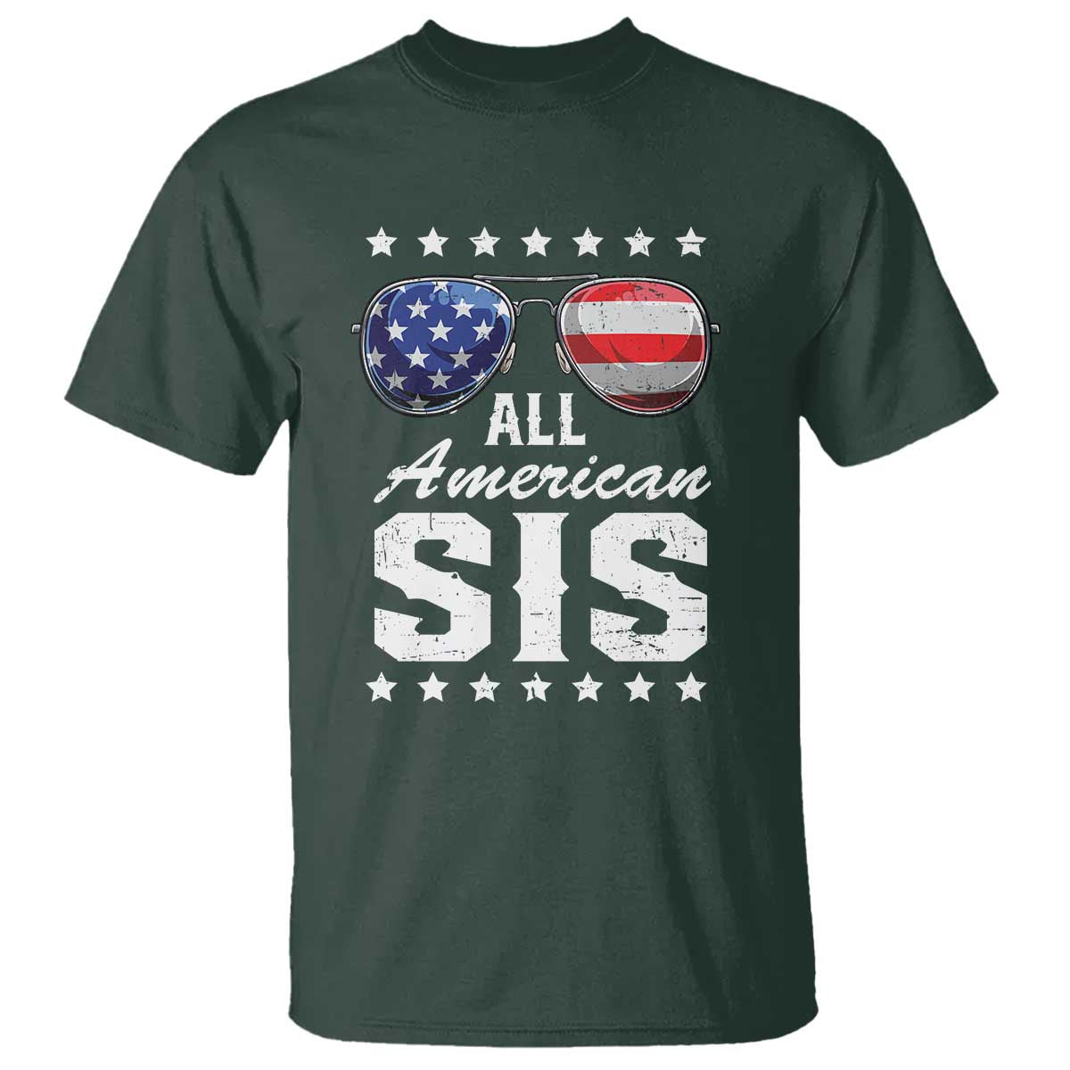 Funny All American Sis 4th Of July T Shirt Family Matching Sunglasses - Wonder Print Shop