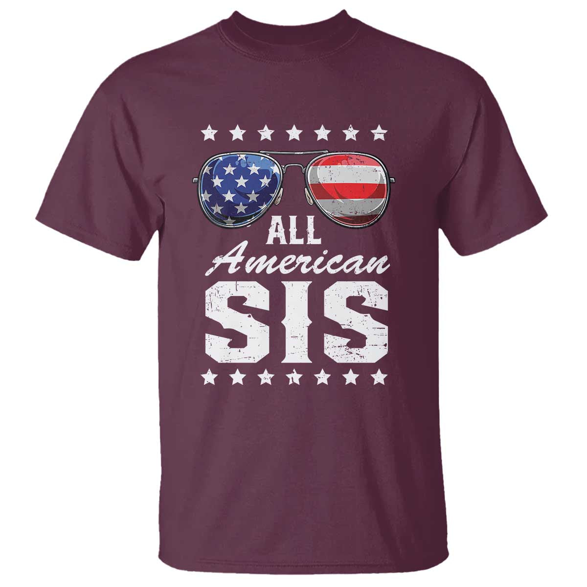 Funny All American Sis 4th Of July T Shirt Family Matching Sunglasses - Wonder Print Shop