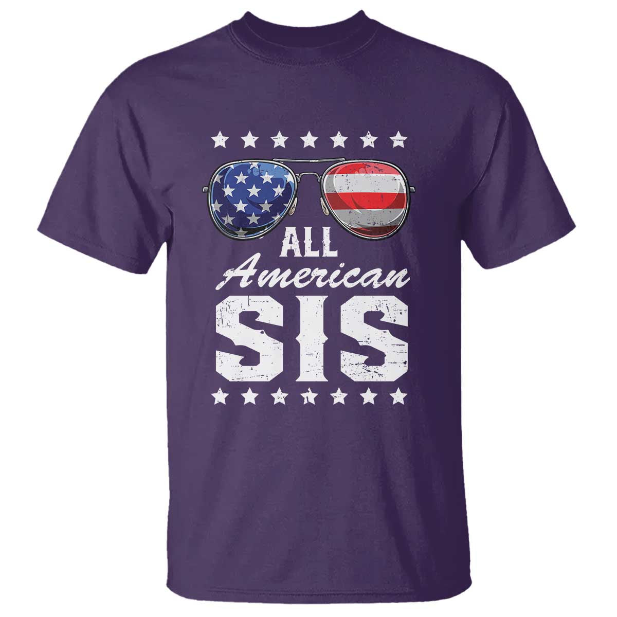 Funny All American Sis 4th Of July T Shirt Family Matching Sunglasses - Wonder Print Shop
