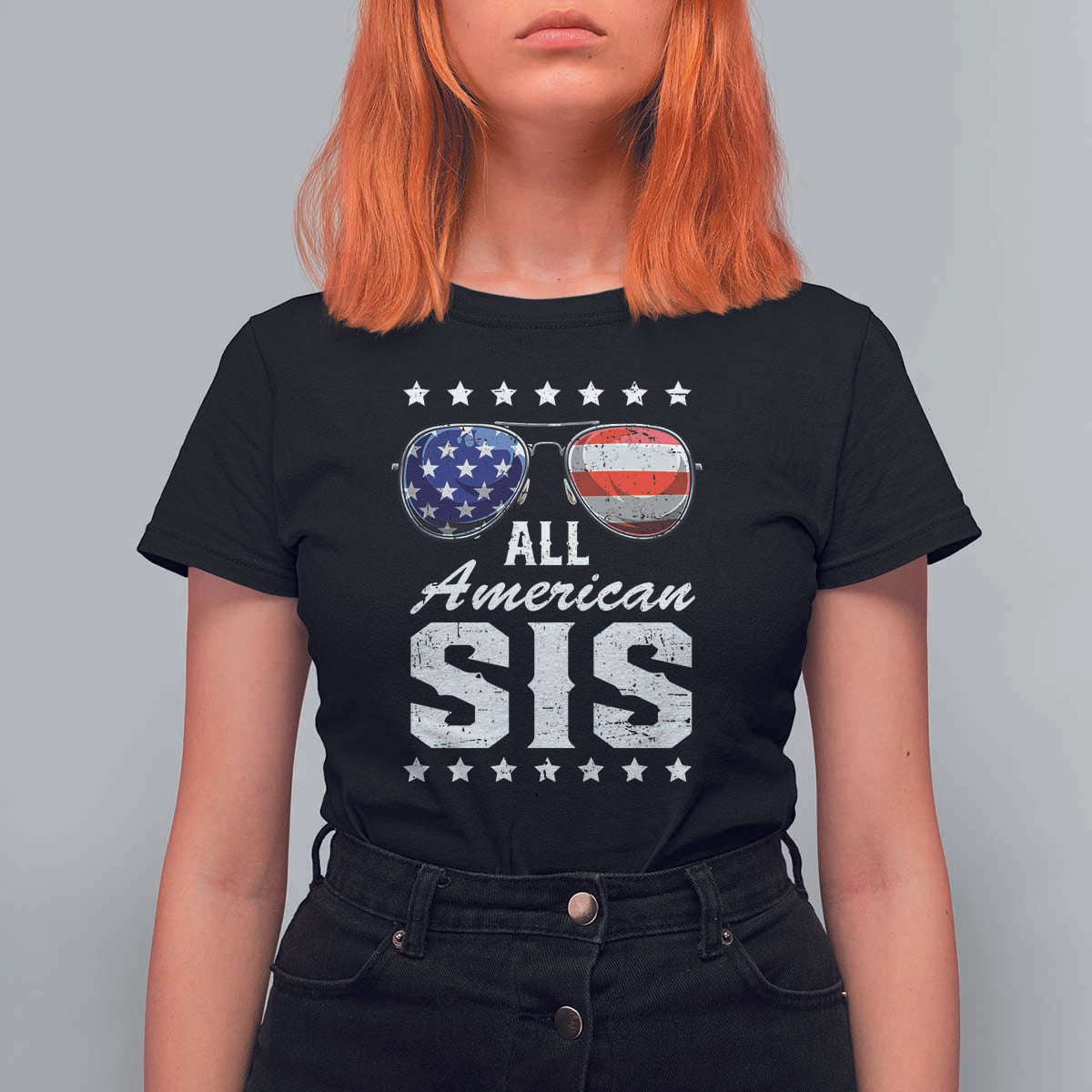 Funny All American Sis 4th Of July T Shirt For Women Family Matching Sunglasses - Wonder Print Shop