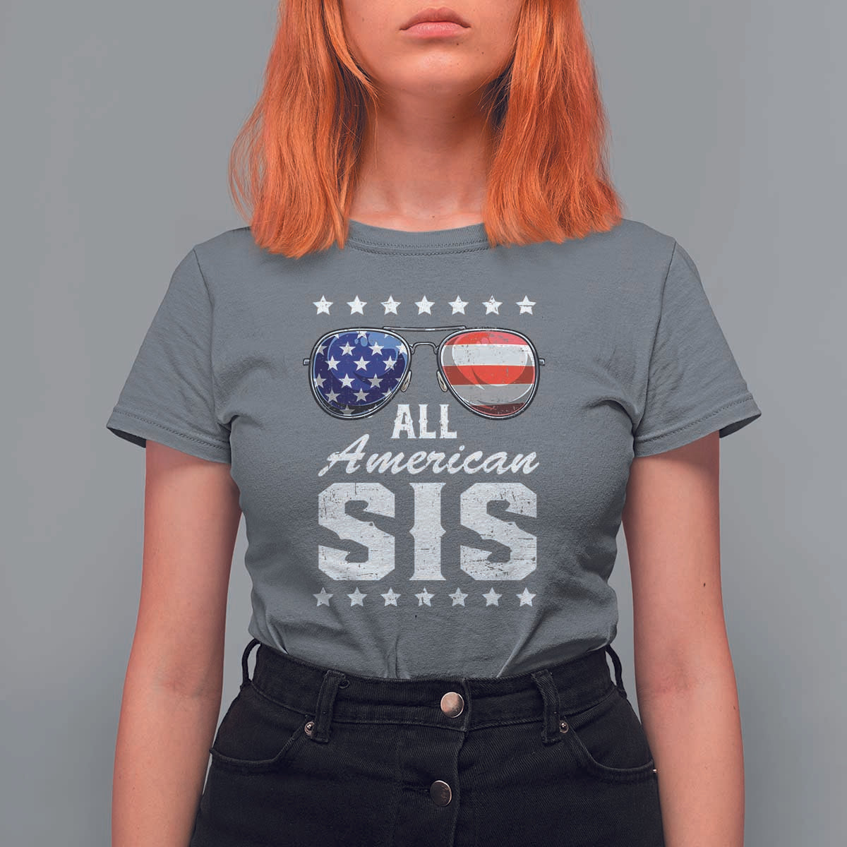 Funny All American Sis 4th Of July T Shirt For Women Family Matching Sunglasses - Wonder Print Shop
