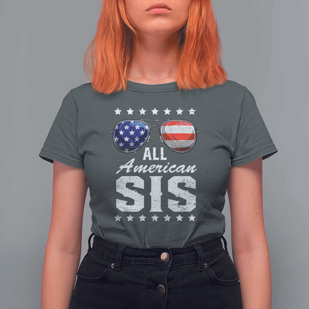 Funny All American Sis 4th Of July T Shirt For Women Family Matching Sunglasses - Wonder Print Shop