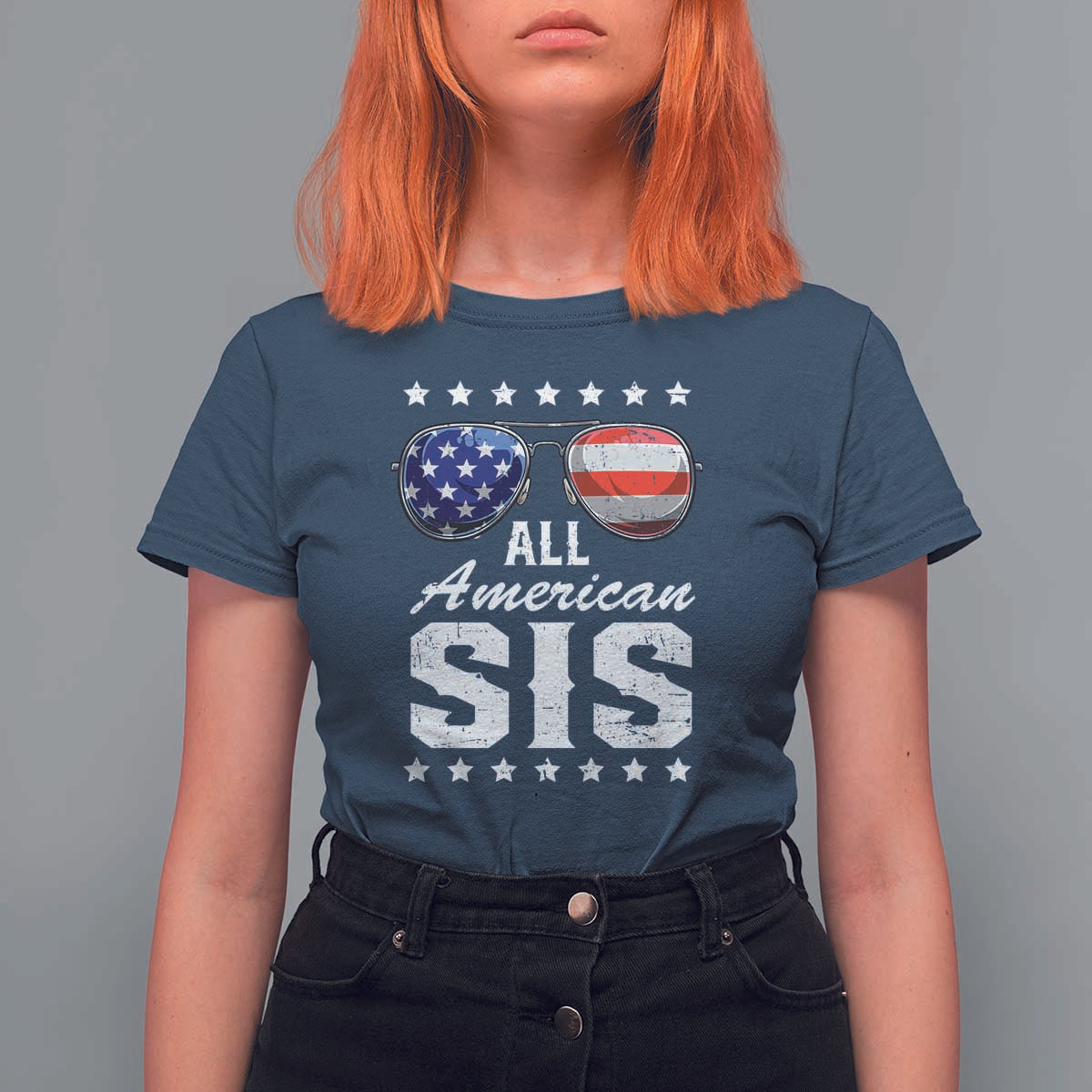 Funny All American Sis 4th Of July T Shirt For Women Family Matching Sunglasses - Wonder Print Shop