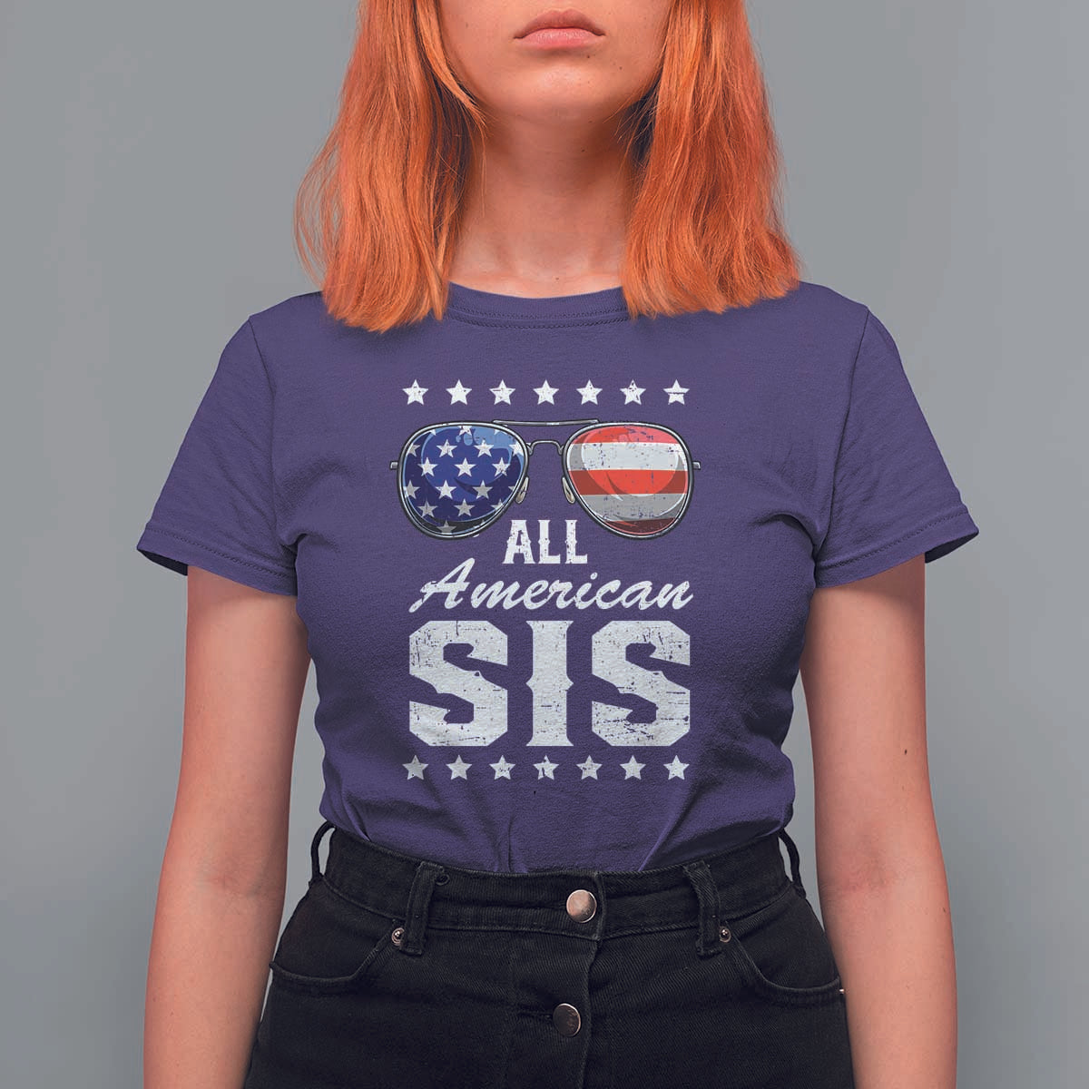 Funny All American Sis 4th Of July T Shirt For Women Family Matching Sunglasses - Wonder Print Shop