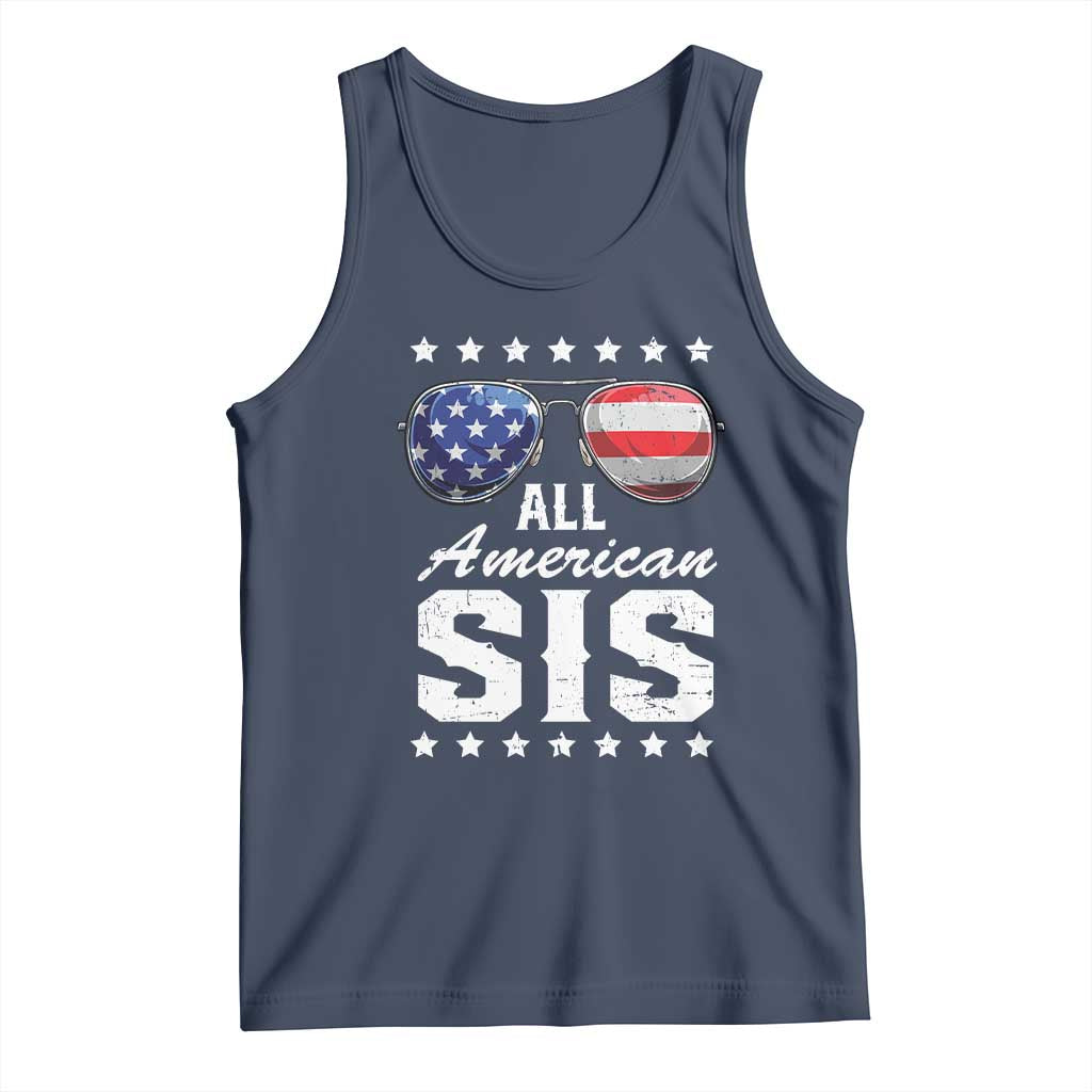 Funny All American Sis 4th Of July Tank Top Family Matching Sunglasses - Wonder Print Shop