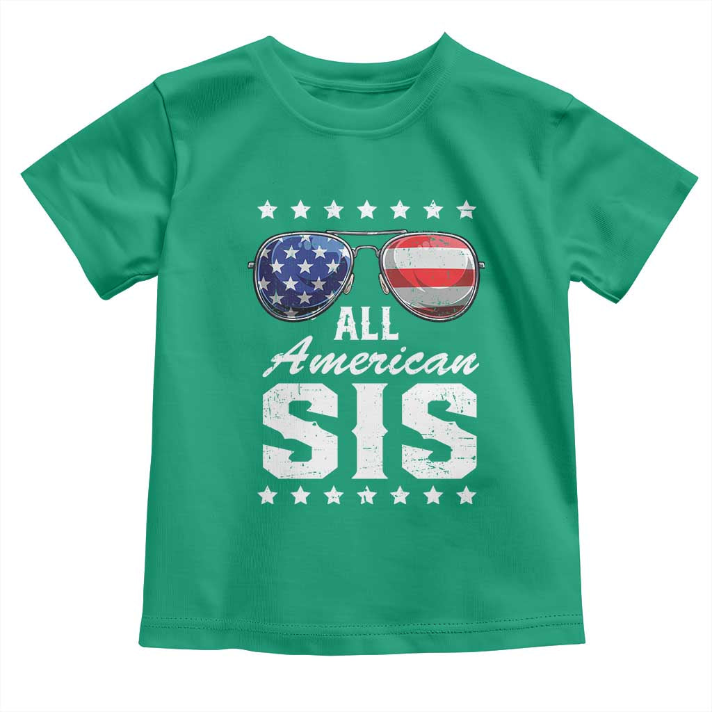 Funny All American Sis 4th Of July Toddler T Shirt Family Matching Sunglasses - Wonder Print Shop