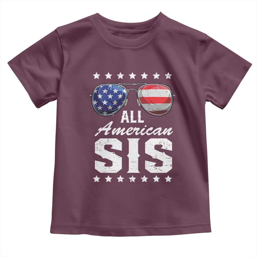 Funny All American Sis 4th Of July Toddler T Shirt Family Matching Sunglasses - Wonder Print Shop