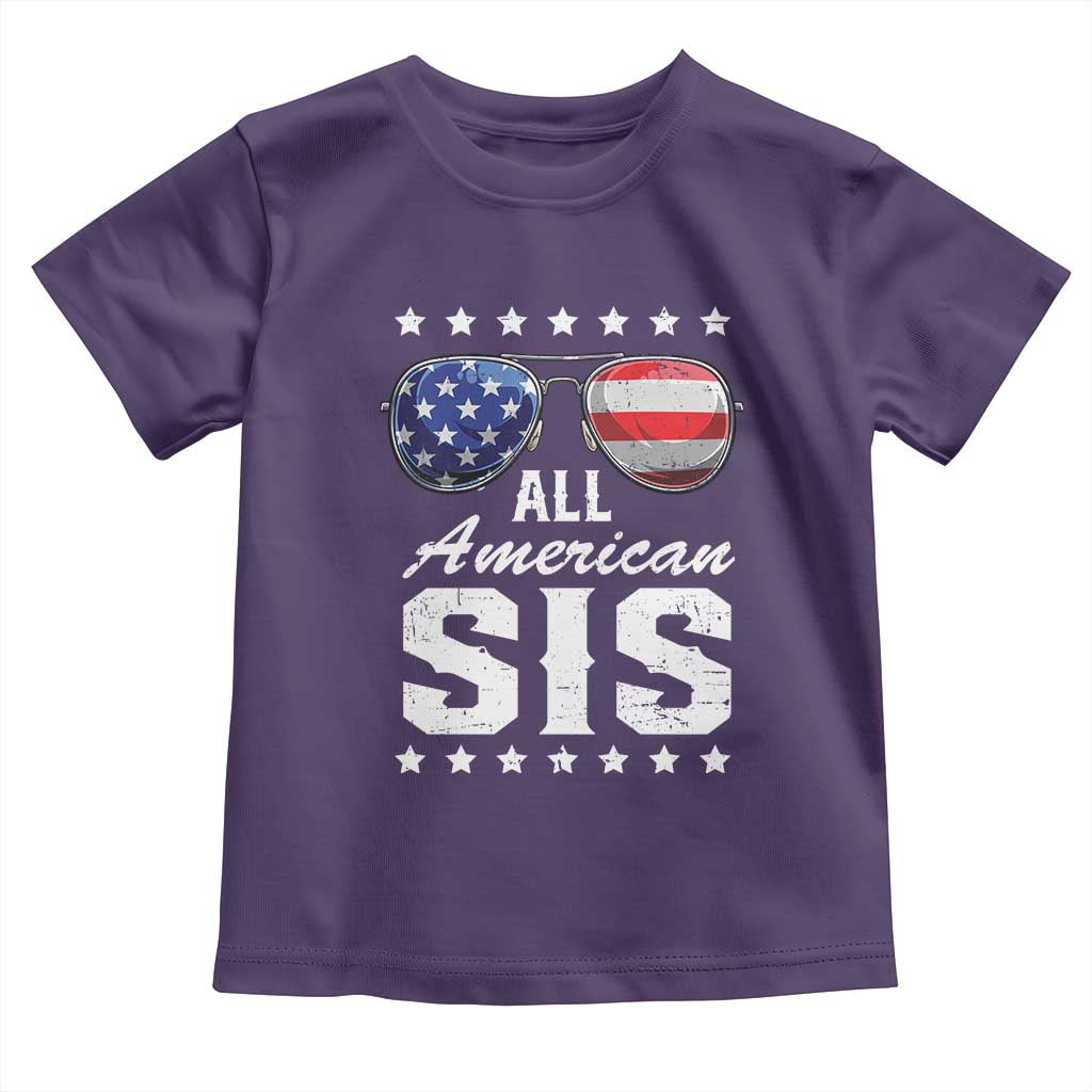 Funny All American Sis 4th Of July Toddler T Shirt Family Matching Sunglasses - Wonder Print Shop