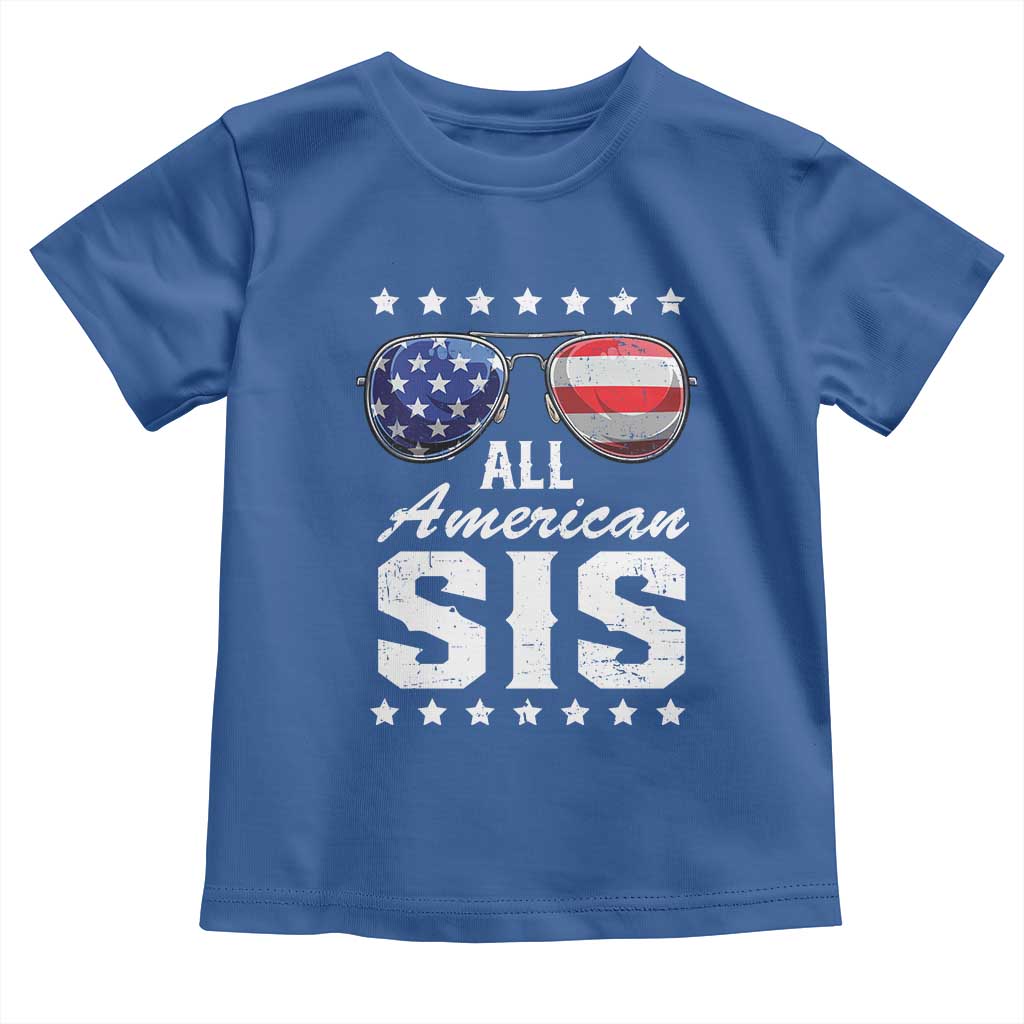 Funny All American Sis 4th Of July Toddler T Shirt Family Matching Sunglasses - Wonder Print Shop