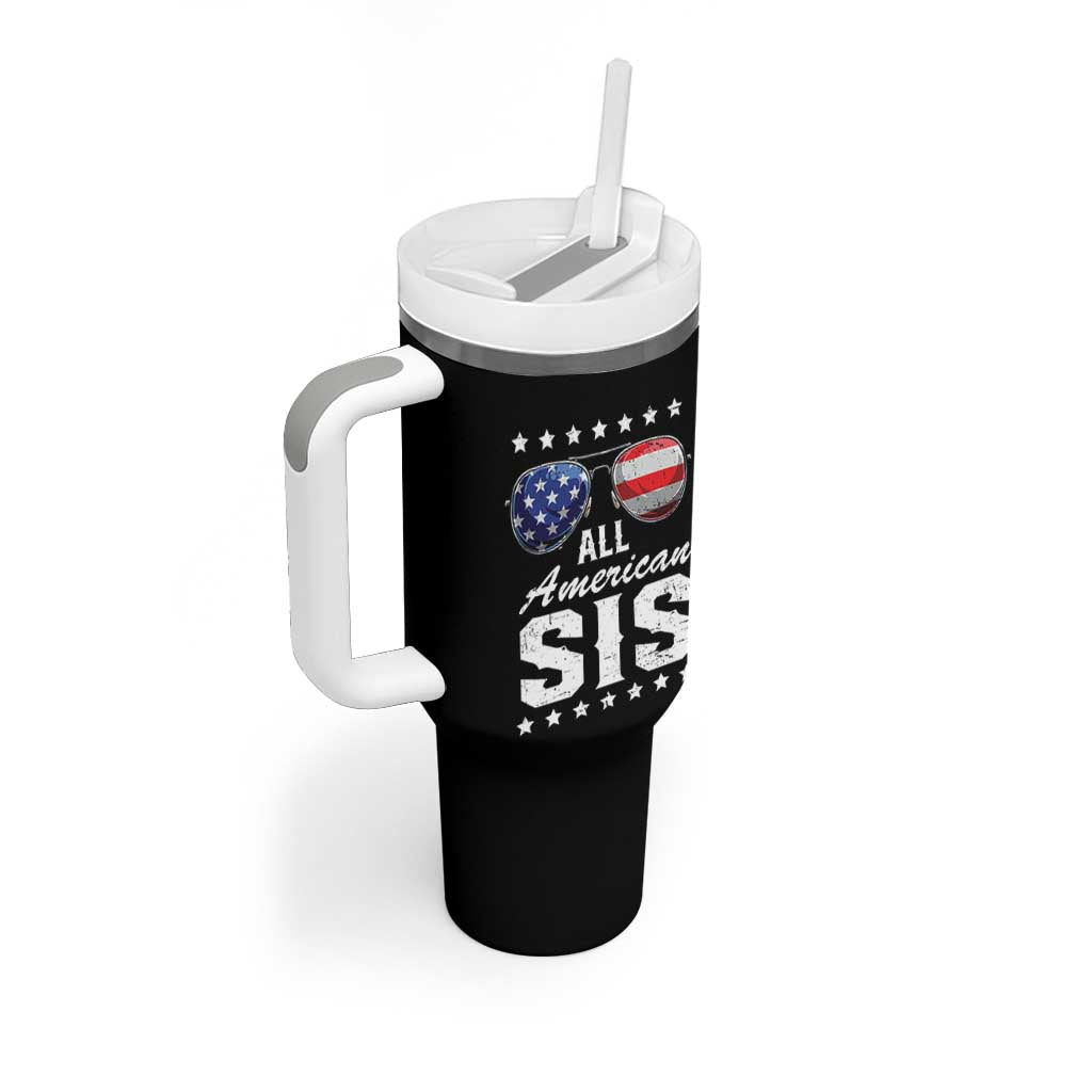 Funny All American Sis 4th Of July Tumbler With Handle Family Matching Sunglasses - Wonder Print Shop