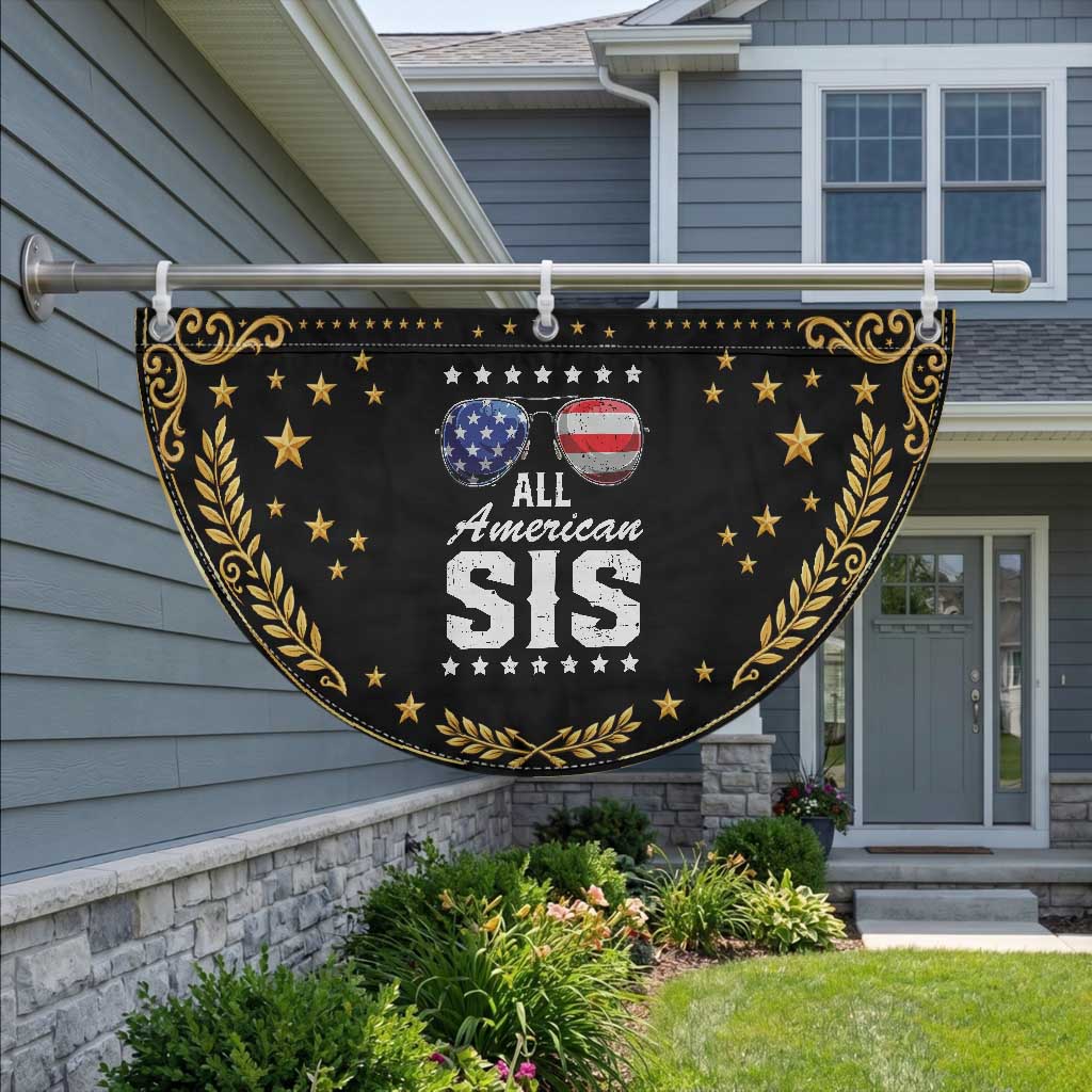 Funny All American Sis 4th Of July Patriotic Fan Flag Family Matching Sunglasses