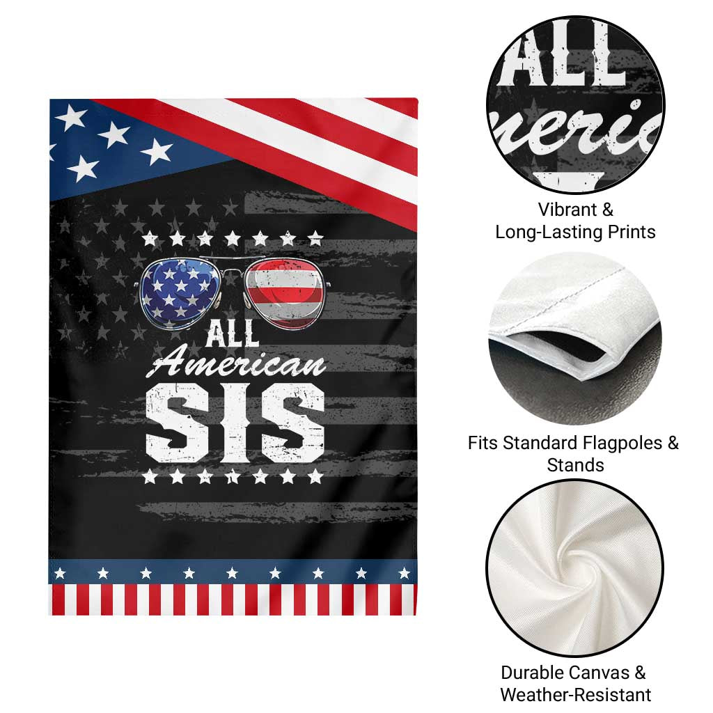 Funny All American Sis 4th Of July Garden Flag Family Matching Sunglasses