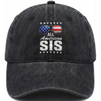 Funny All American Sis 4th Of July Washed Cotton Baseball Cap Family Matching Sunglasses TS11