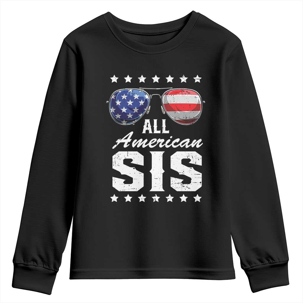 Funny All American Sis 4th Of July Youth Sweatshirt Family Matching Sunglasses - Wonder Print Shop