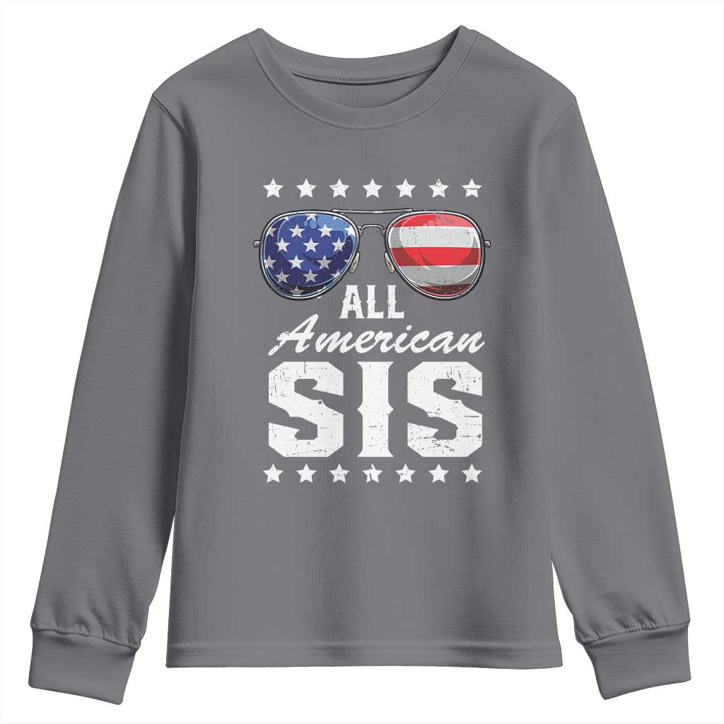 Funny All American Sis 4th Of July Youth Sweatshirt Family Matching Sunglasses - Wonder Print Shop