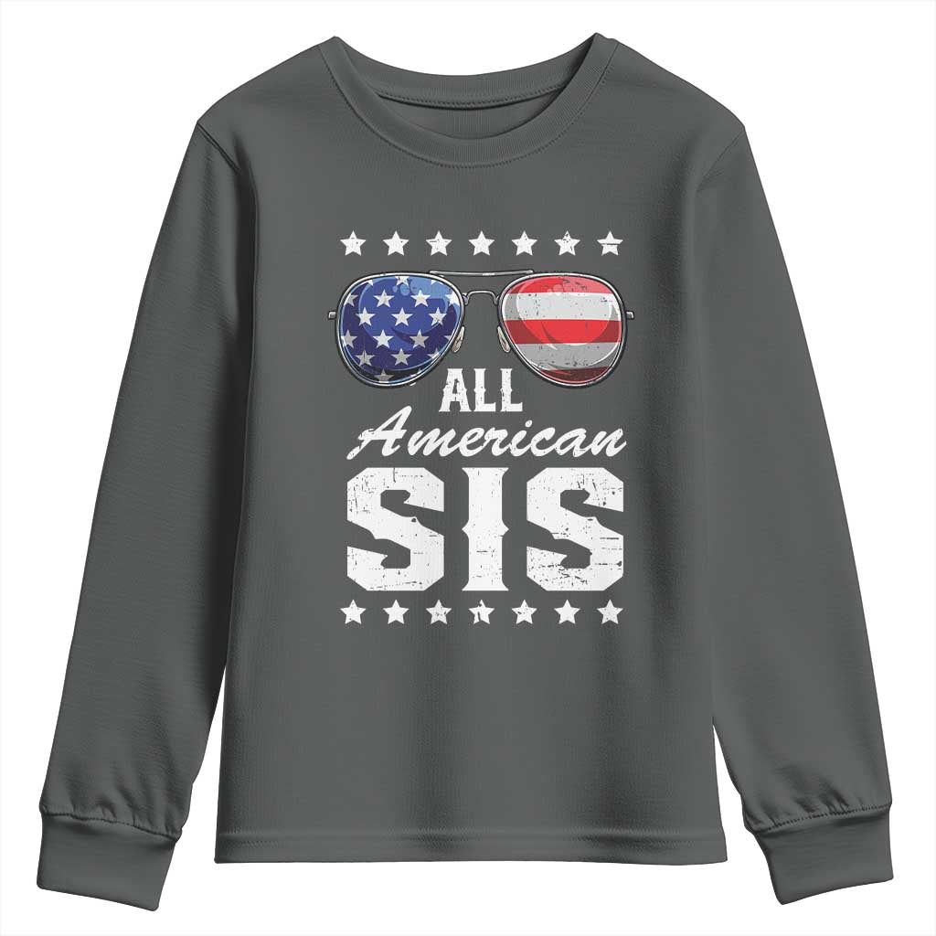 Funny All American Sis 4th Of July Youth Sweatshirt Family Matching Sunglasses - Wonder Print Shop
