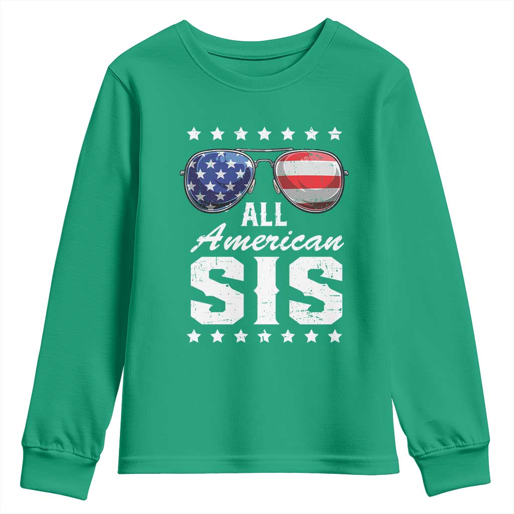 Funny All American Sis 4th Of July Youth Sweatshirt Family Matching Sunglasses - Wonder Print Shop