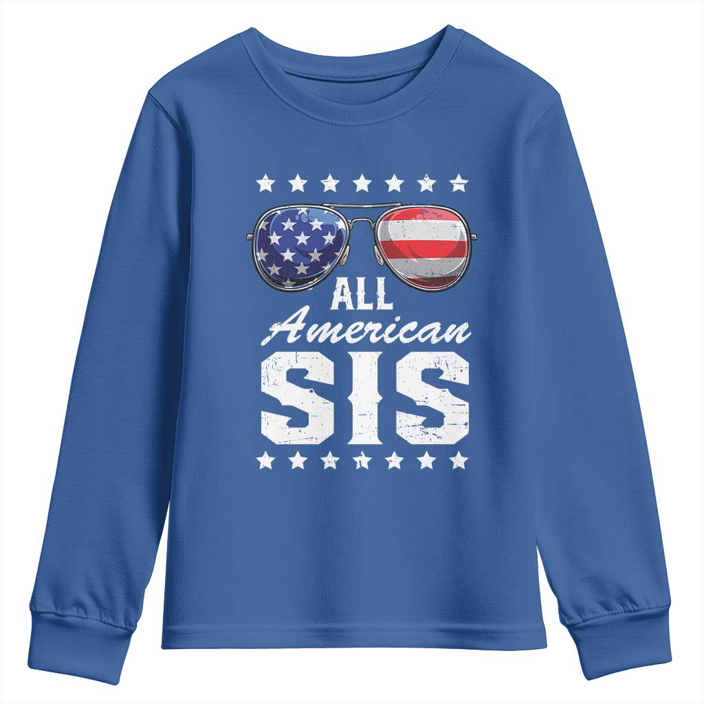 Funny All American Sis 4th Of July Youth Sweatshirt Family Matching Sunglasses - Wonder Print Shop