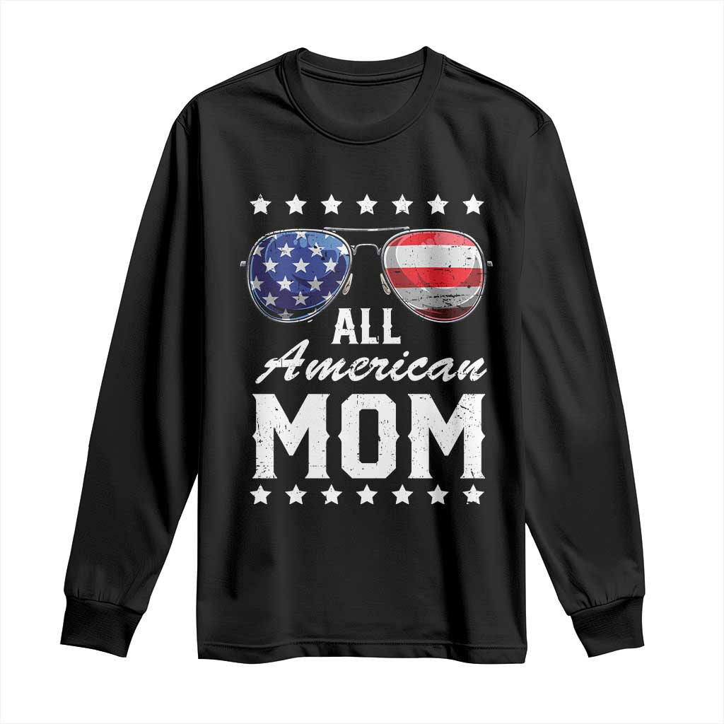 Funny All American Mom 4th Of July Long Sleeve Shirt Family Matching Sunglasses - Wonder Print Shop