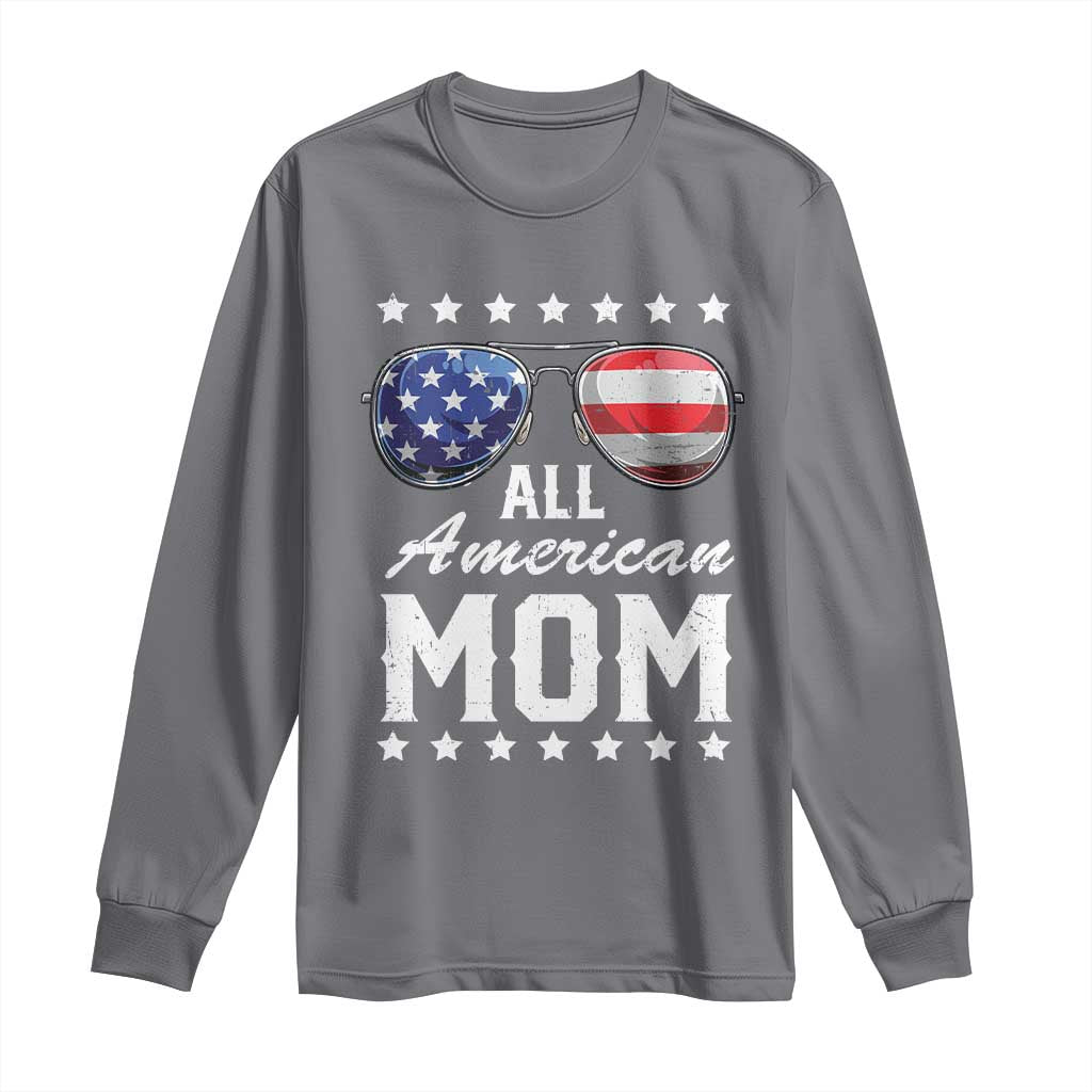 Funny All American Mom 4th Of July Long Sleeve Shirt Family Matching Sunglasses - Wonder Print Shop